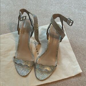 Loeffler Randall Silver Glitter Ankle-Strap Heels